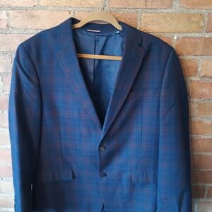 Tommy Hilfiger Navy Checkered Blazer 42R